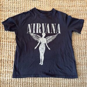 H & M NIRVANA JURT KOBAIN GRAY/BLACK T-SHIRT SIZE XS